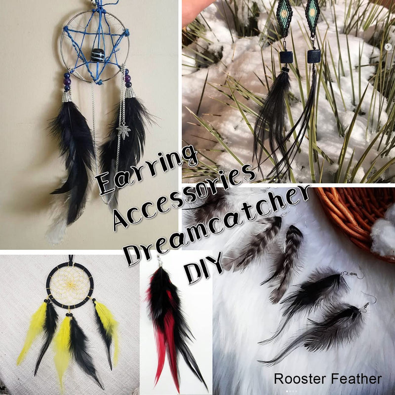 200pcs 5-7 Inches Saddle Hackle Black Rooster Feather for Crafts Natural Pheasant Neck Feathers DIY Pendant Earrings Dream Catcher - NewNest Australia