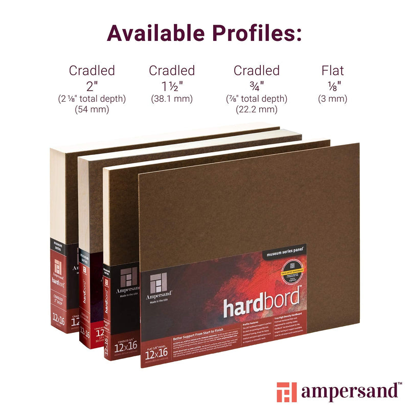 Ampersand Art Supply Hardboard Wood Painting Panel: Museum Series Hardbord, 12"x12", 1/8 Inch Flat Profile 12"x12" - NewNest Australia