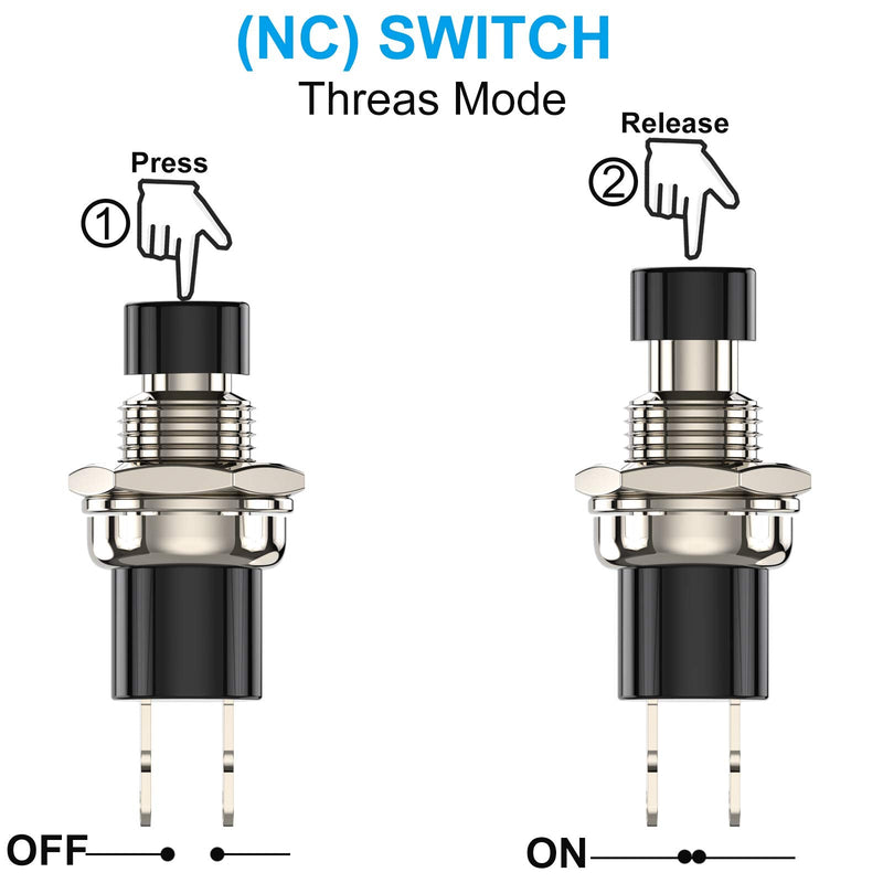 DIYhz Momentary Push Button Switch, 1A 250V AC SPST Mini Pushbutton Switches with Wire Normal Closed(NC) Black Cap - 10pcs NC - NewNest Australia