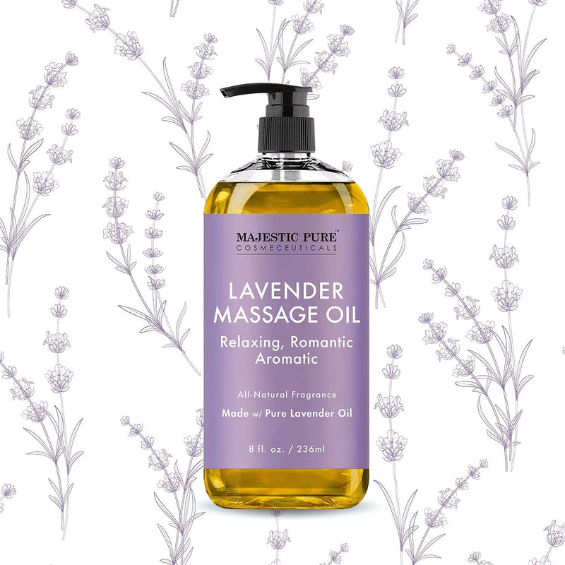 MAJESTIC PURE Lavender Massage Oil for Men and Women - Great for Calming, Soothing and to Relax - Blend of Natural Oils for Therapeutic Massaging and Aromatherapy - 8 fl oz. - NewNest Australia