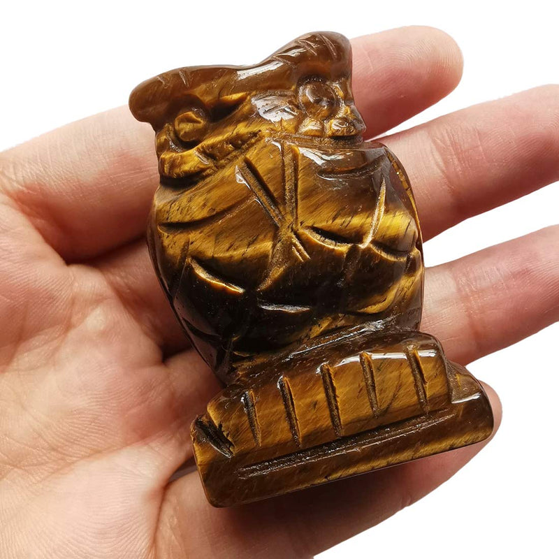 NewNest Australia - Loveliome 2.0" Natural Tiger's Eye Owl Bird Sculpture Statue Crafts Healing Reiki Pocket Stone Figurines Decor 