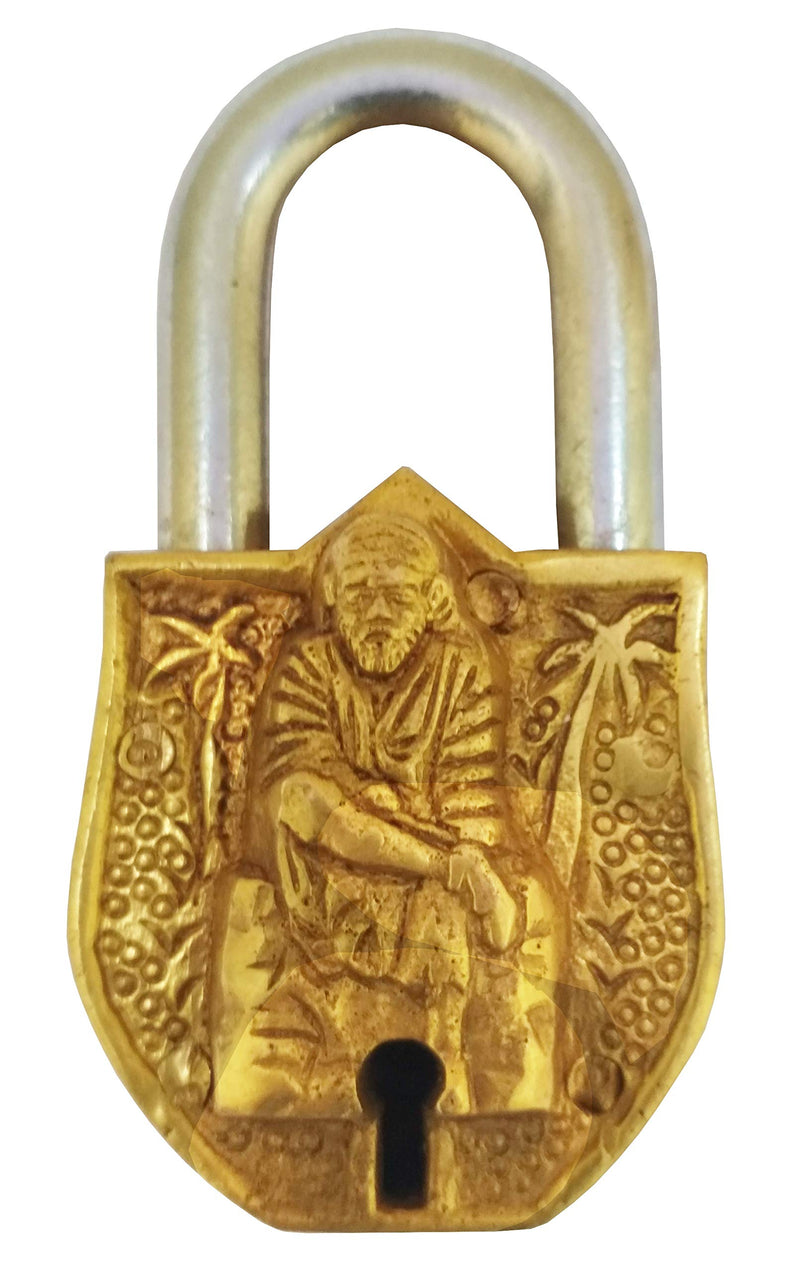 Purpledip Handmade Brass Padlock Lock Shirdi Saibaba (10012) - NewNest Australia