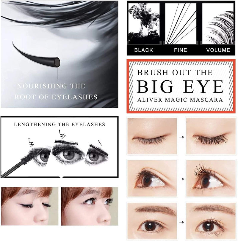 2 in 1 4D Silk Fiber Eyelash Mascara,Extra Long Thick & Voluminous Lash Mascara, Clump-Free,Long Lasting, Waterproof & Smudge-Proof,Natural Eye Makeup - NewNest Australia
