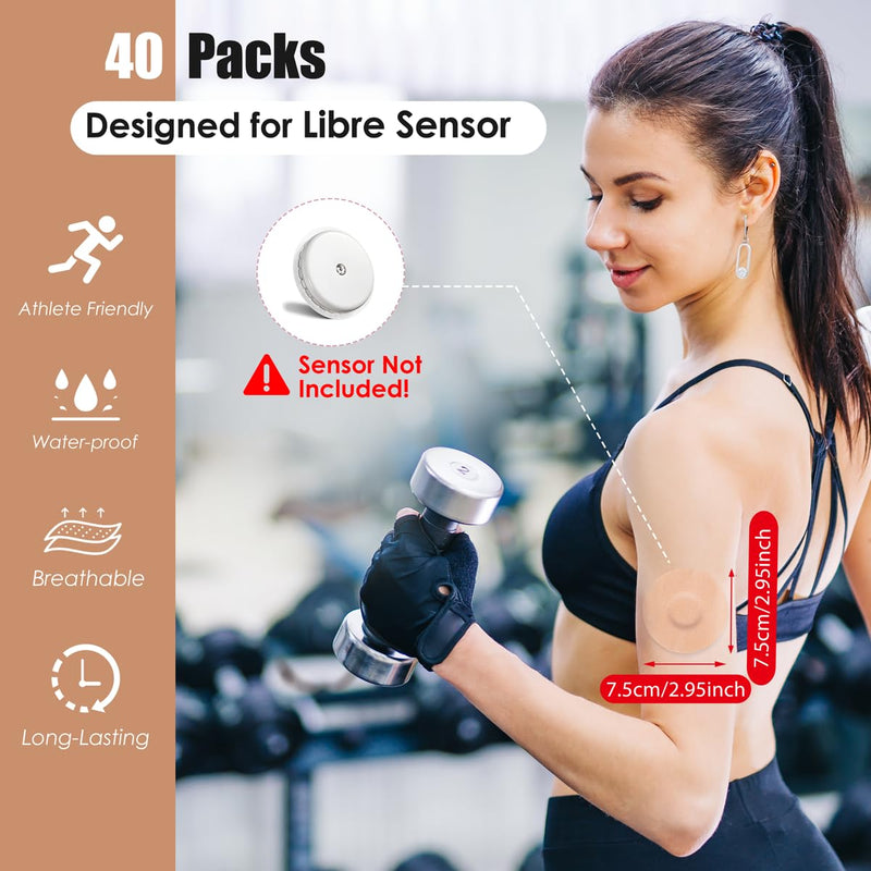 Freestyle Libre 3 Plasters, Pack Of 40 Libre 1, 2 & 3 Sensor Stickers, Waterproof And Durable Plasters For Freestyle Libre 1 & 2, Thin Film Easy To Use By Youshares (Pack Of 40, Brown) - NewNest Australia