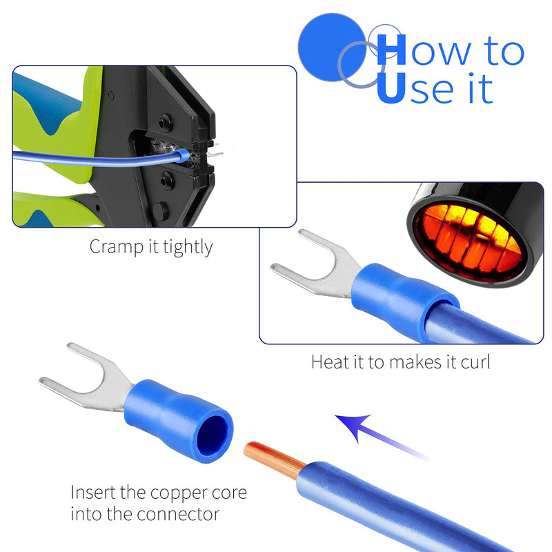 BokWin SV1.25-4S 22-16AWG Blue Insulated Fork Spade Wire Connector Electrical Crimp Terminal 500Pcs - NewNest Australia