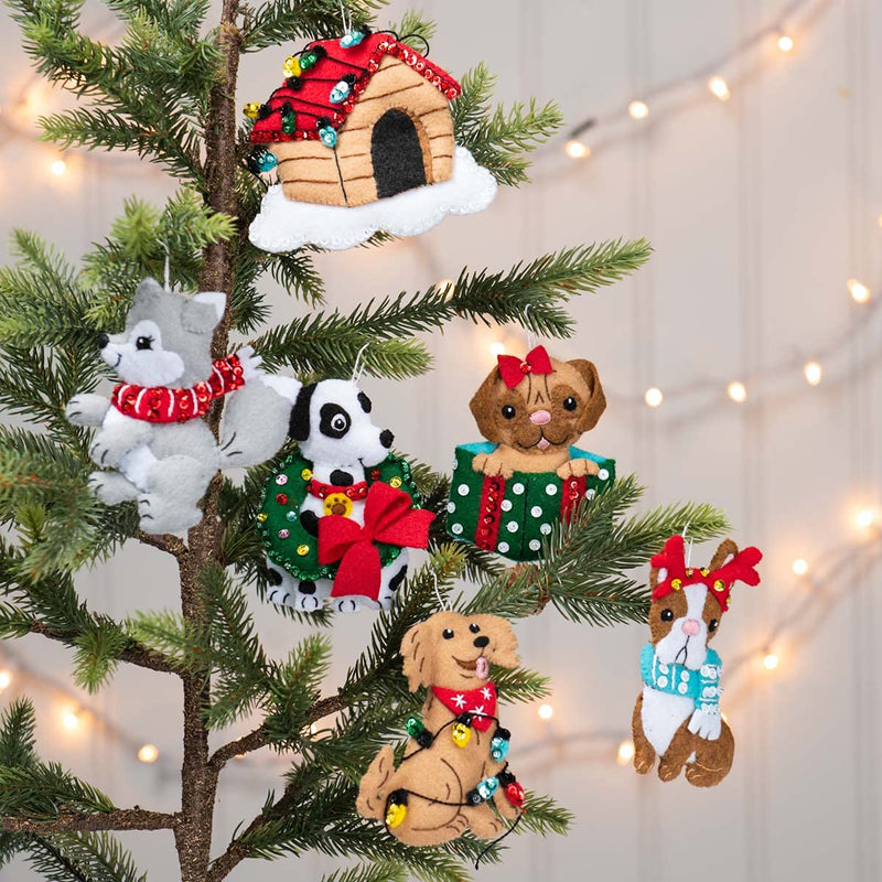 Bucilla, Christmas Dogs, Felt Applique Ornament Kit, Set of 6 - NewNest Australia