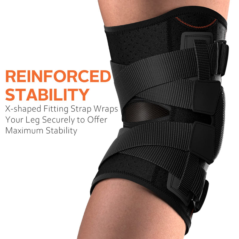Omples Hinged Knee Brace for Knee Pain Knee Braces for Meniscus Tear Knee Support with Side Stabilizers for Men and Women Patella Knee Brace for Arthritis Pain Running Working Out Black (Small) Small - NewNest Australia