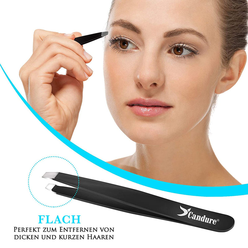Candure Professional Eyebrow Tweezers Precision Set 4 Stainless Steel Tweezers for Removing Blackheads, Ingrown Hairs, Eyelashes Black - NewNest Australia