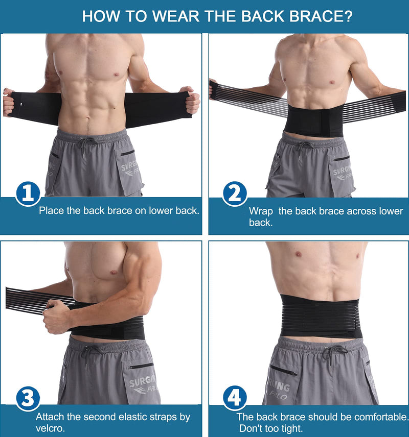 Lower Back Support Belt With 6 Bars Lumbar Support For Pain Relief, Adjustable Lower Back Support With Pu Support Straps For Sciatica, Scoliosis And Herniated Disc - NewNest Australia