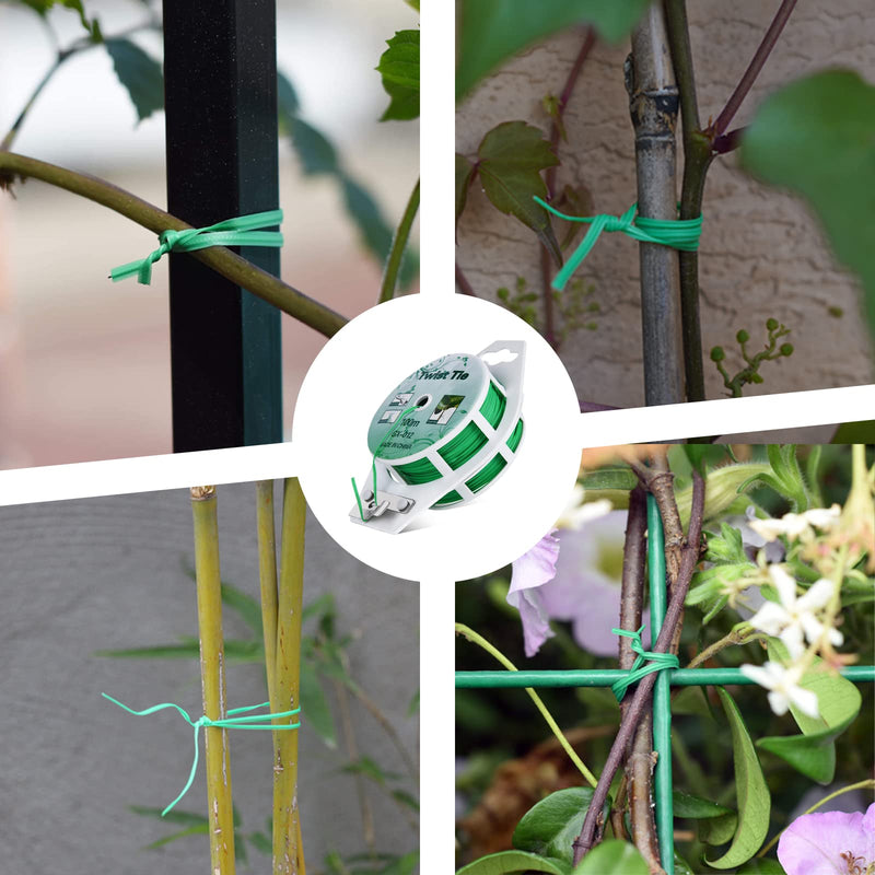 Twist Ties - All-Purpose Coated 328feet Garden Plant Ties with Trimmer Garden Twine Support Ties Reusable for Gardening Plants Growth and Care, Office Home Cable Organization (Green) - NewNest Australia