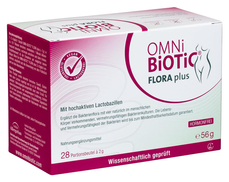 OMNi BiOTiC FLORA plus | 28 servings (56g) | 4 bacterial strains | 10 billion germs per daily dose | powder | With vitamin C | Vegan | Gluten free | Lactose free | For daily use | Simply drink 28 servings (pack of 1) - NewNest Australia