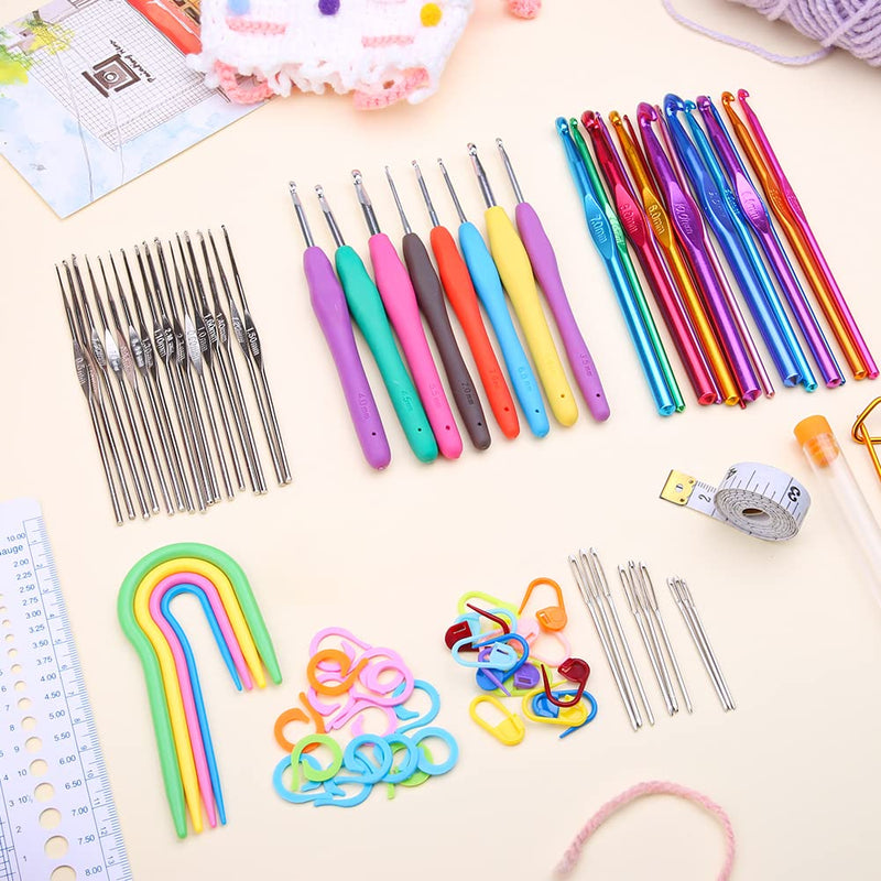 96 Pack Crochet Hooks Set, Ergonomic Knitting Needle Weave Yarn Kits with Storage Case and Crochet Needle Accessories, Crochet Needles Kit for Beginners and Experienced Crochet Hook Lovers - NewNest Australia