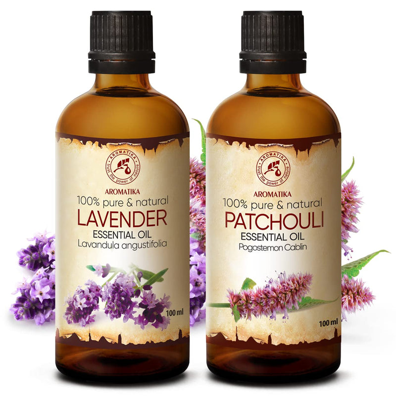 Essential Oils Set 2 X 100 Ml - Aromatherapy With Patchouli Oil And Lavender Oil - Oils For Aroma Diffusers And Soaps - Lavender Oil For Scented Candles And Diy Natural Cosmetics - Patchouli Oil For - NewNest Australia