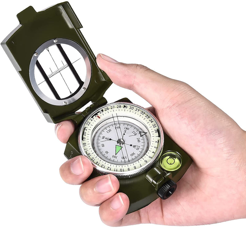 YEHOBU Military Lensatic Sighting Compass Survival for Hiking, Orienteering Lensatic Compass, Waterproof and Shakeproof Navigation Compasses, Survival Emergency Luminous Sighting Compass, Army Green - NewNest Australia