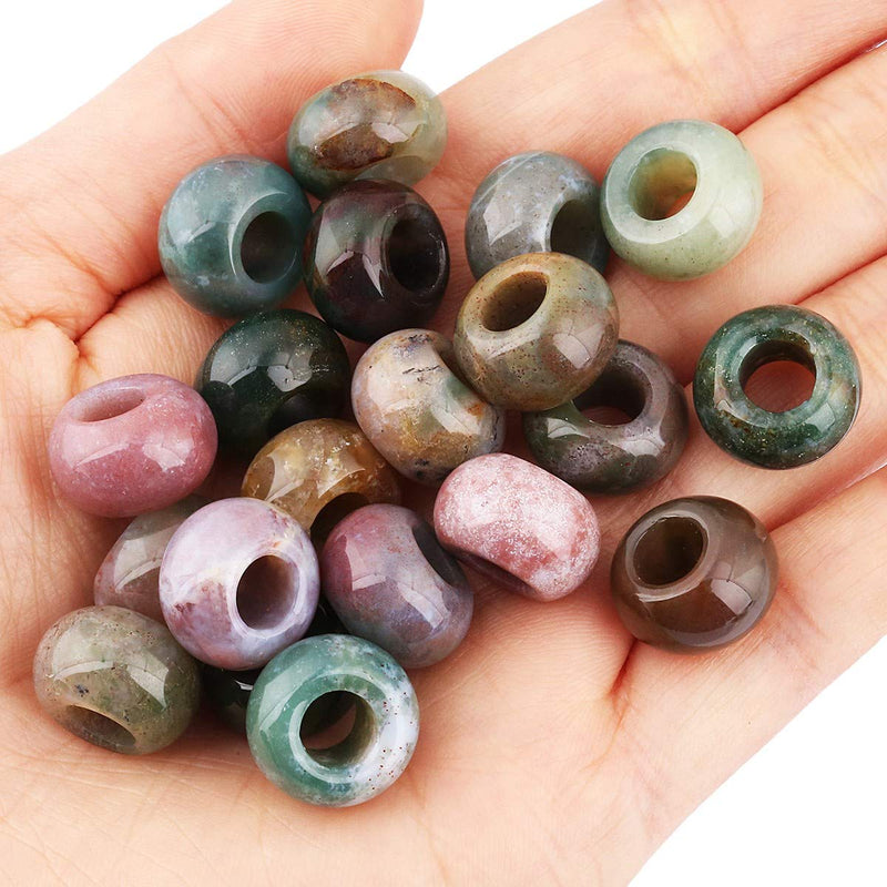 TUMBEELLUWA Natural Gemstone Beads for Jewelry Making, Rondelle Large Hole Loose Beads Pack of 15,Indian Agate(8x14 mm) #1-Multicolor/Indian Agate - NewNest Australia
