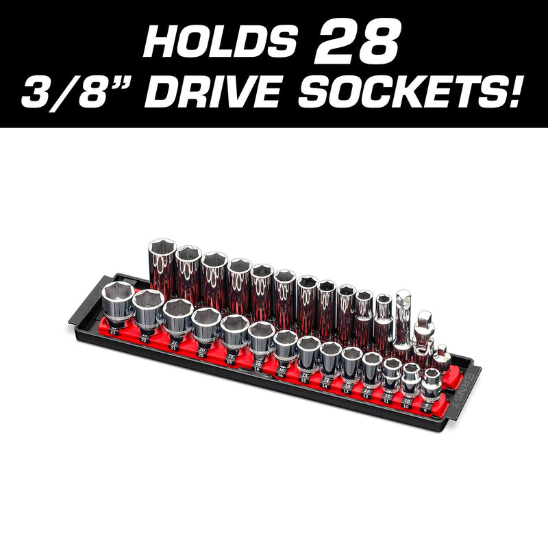 Ernst Manufacturing Socket Boss 2-Rail 3/8-Inch-Drive Socket Organizer, 13-Inch, Red - 8493 13" 3/8" Drive - NewNest Australia