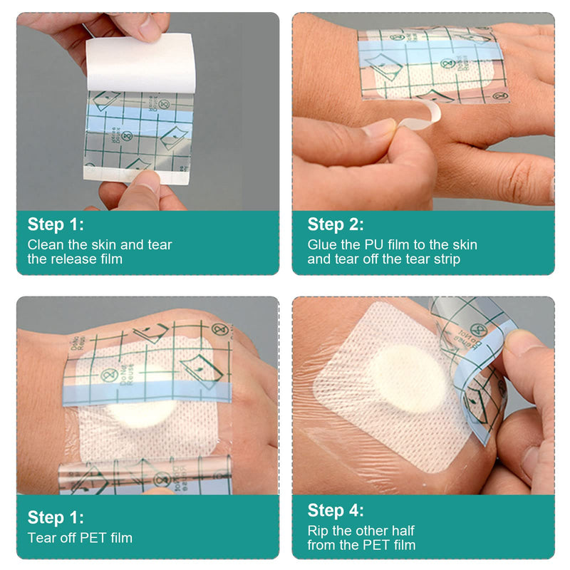 Shower Plasters, Pack Of 20 Foil Dressings, 12 X 15 Cm Waterproof Plasters, Tattoo Aftercare Waterproof Adhesive Bandage, Tattoo Film Healing, Transparent Bandage For Anti-Allergic, Sports, Showers - NewNest Australia
