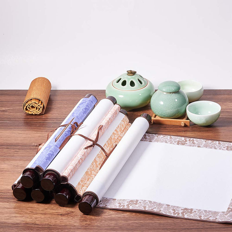 WANDIC Blank Hanging Scroll, 6 Pcs Blank Painting Scrolls Calligraphy Wall Mounting Scrolls Chinese Paper Scrolls for Art Painting Calligraphy Writing - NewNest Australia