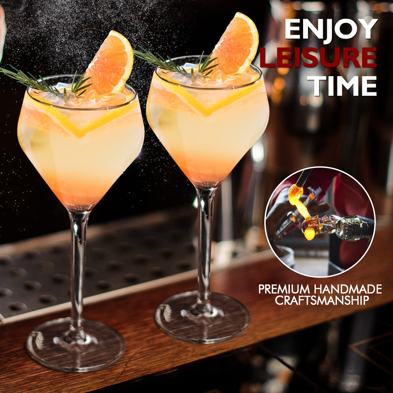 Chouggo Nick & Nora Glasses Cocktail Glasses Set of 4, Hand Blown Premium Crystal Cocktail Glass for Bar, Martini, Cosmopolitan, Manhattan, - 6Oz, Clear - NewNest Australia