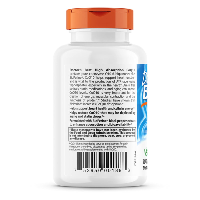 Doctor's Best High Absorption CoQ10 with Bioperine, Heart Health & Energy Production, Non-GMO, Gluten & Soy Free, Vegan, 100 Mg, 120 count - NewNest Australia