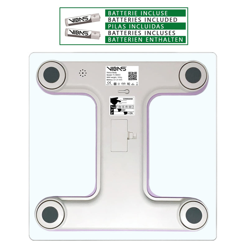 Vibas Ivoice Body Talking Scales In German And Multilingual Language, With Sound And Voice Aids For Blind, Clear Voice, Weight Repeat, Batteries Included (White) - NewNest Australia