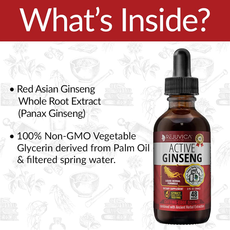 Active Ginseng Korean Red Panax Ginseng with Natural Ginsenosides - All-Natural Advanced Liquid Solution for 2X Absorption - Supports Healthy Energy, Vitality, Mood and More - NewNest Australia