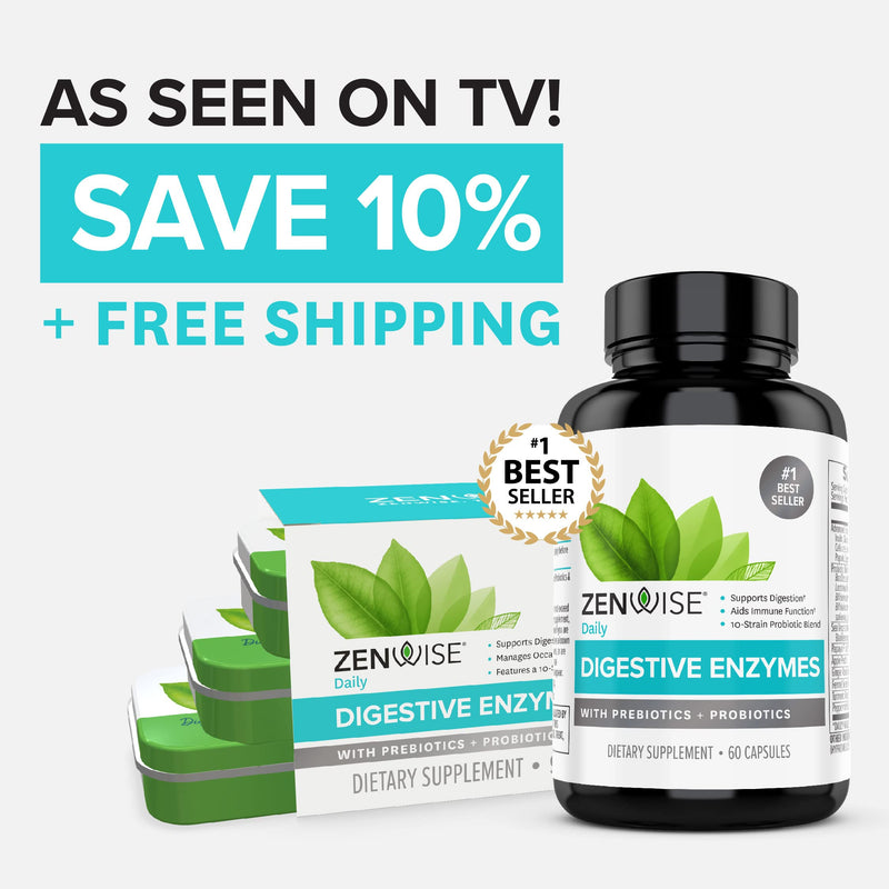 Zenwise Health Digestive Enzymes, Plus Prebiotics & Probiotics Supplement, Travel Size, Daily Digestion + Immune Support, for Occasional Gas, Gut Bloating & Irregularity (30 Count Tin) 30 Count Tin - NewNest Australia
