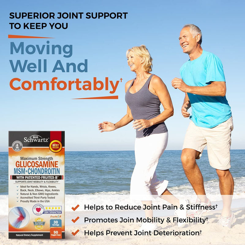 Glucosamine Chondroitin MSM Triple Strength Joint Supplement with Collagen Turmeric Curcumin - Supports Healthy Inflammatory Activity & Joint Hip Back Knees Hands Health for Seniors & Adults - 90Ct - NewNest Australia