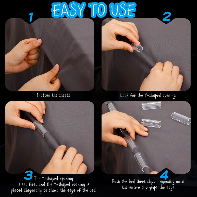 12 Pcs Bed Sheet Grippers Sheet Holders Bed Sheet Clips Sheet Fasteners for Keeping Sheets and Mattresses Snug, Transparent - NewNest Australia