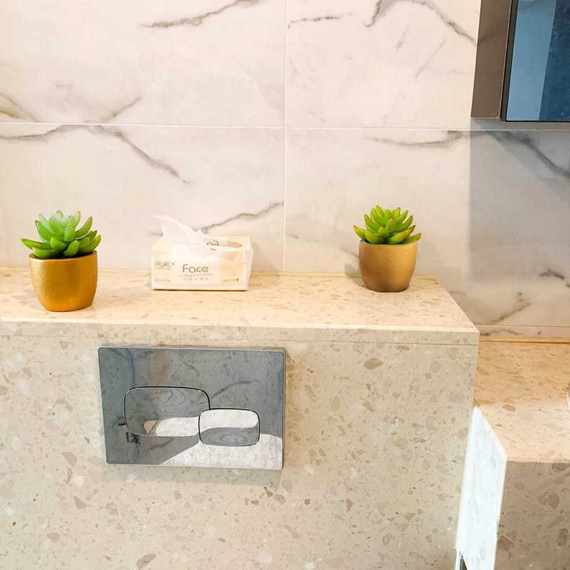Bathroom Decor,(2-Pack) Artificial Succulents for Home Decor Indoor,Bookshelf Decor,Faux Plants Indoor,Desk Plant,High End Fashion Golden Flower Pot Artificial Succulents Gold Succulents-2 Pcs - NewNest Australia