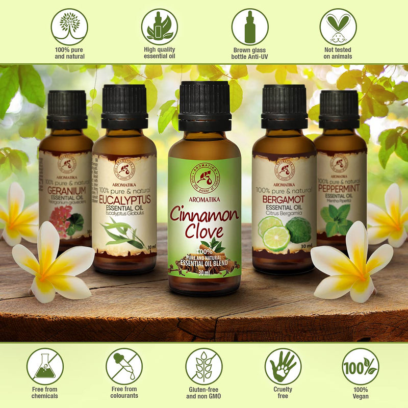 Fragrance Blend Cinnamon Oil And Cloves 30 Ml - Essential Oils For Diffusers And Oil Burners - Pure & Natural - Christmas Fragrance - Aromatherapy Oils For Soap Making - Oil Blend - Sweet Fragrance - NewNest Australia