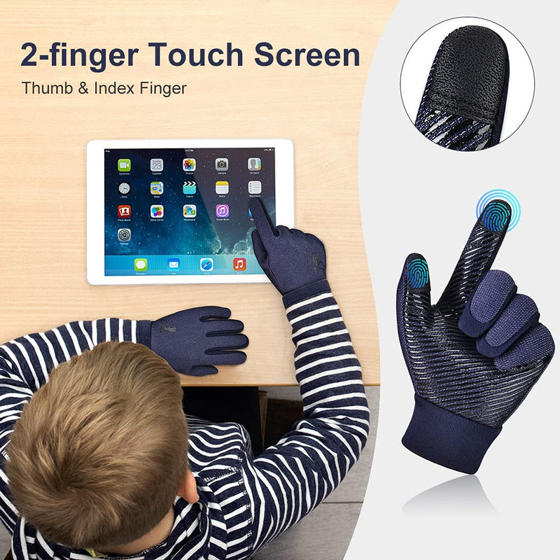 Winter Kids Snow Waterproof Gloves - Boys Girls Warm Touch Screen Windproof Anti-Slip Snow Gloves for Outdoor Sports Snowboarding Riding Biking Cycling Running Ski Black Thermal Mittens for Age 6-8 - NewNest Australia