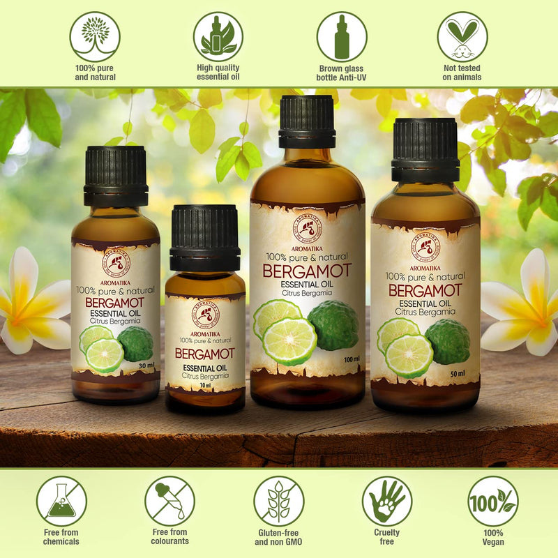Bergamot Essential Oil 50 Ml - Citrus Bergamia - 100% Pure Bergamot Oil For Beauty - Aromatherapy - Hair & Skin - Oil Burner - Diffuser - Sauna - Steam Bath - Aroma Oil - Fragrance Oil - NewNest Australia