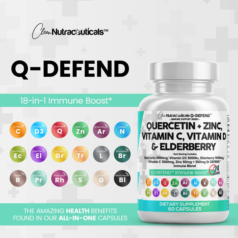 Quercetin 1000mg Zinc 50mg Vitamin C 1000mg Vitamin D 5000 IU Bromelain Elderberry - Lung Immune Defense Support Supplement Adults with Artemisinin, Sea Moss, Echinacea, Garlic Immunity Allergy Relief 1 - NewNest Australia