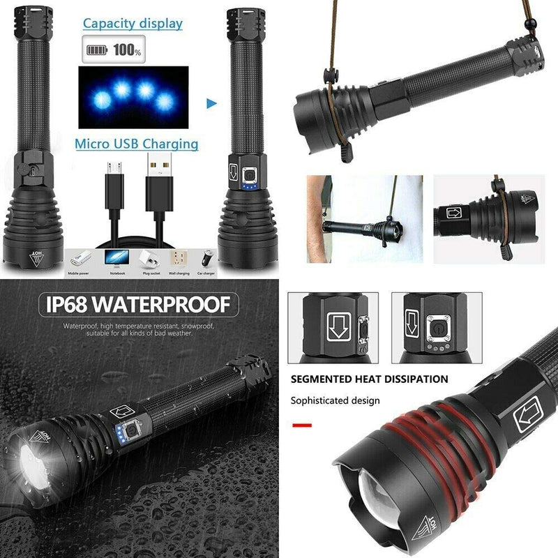 NAMINA 160000LM Most Powerful XHP90 LED Flashlight Brightest Zoom Torch XHP70 USB - NewNest Australia