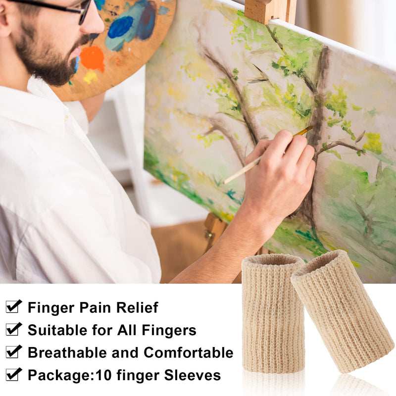 Heyu-Lotus 10 Pcs Finger Compression Sleeves Support,Breathable Finger Sleeve Protectors Thumb Brace Support for Finger Arthritis Swelling,Finger Splint Compression Protector for Pain Relief Beige - NewNest Australia