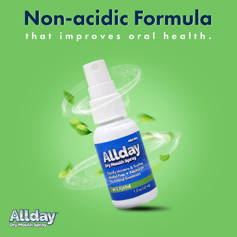 Allday Dry Mouth Spray - Maximum Strength Xylitol, Fast Acting, Long Lasting, Non-Acidic (Pack of 2) 1.5 Fl Oz (Pack of 2) - NewNest Australia