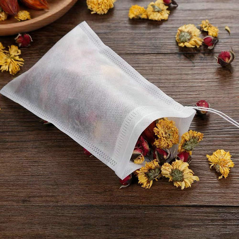 TamBee 100 Pack Disposable Tea Filter Bags Tea infusers Empty Cotton Muslin Drawstring Seal Filter Tea Bags Drawstring Herb Loose Tea Bag (100, 10 x 15cm/3.93" x 5.9" ) - NewNest Australia