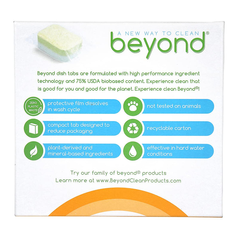 Beyond Natural Dishwasher Tablets - Fragrance & Dye Free - ZERO PLASTIC WASTE - Certified Biobased (1 Box of 32) - NewNest Australia