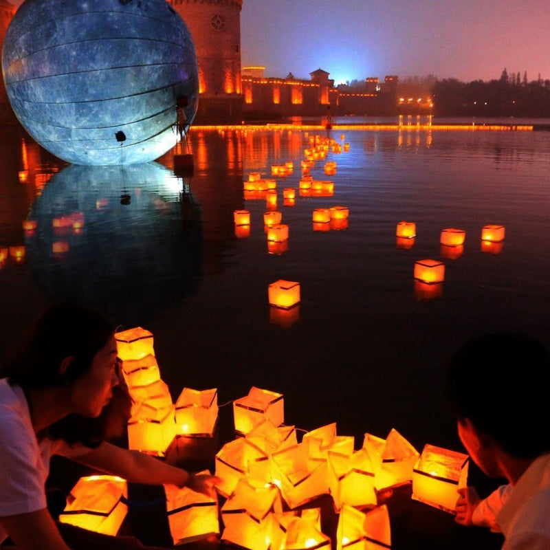 NewNest Australia - Diagtree 20 Pack Square Chinese Lanterns Wishing, Praying, Floating, River Paper Candle Light, Floating Lanterns for Lake or River, Floating Water Lanterns, Lanterns Floating 5.9" 5.9" 5.9" 