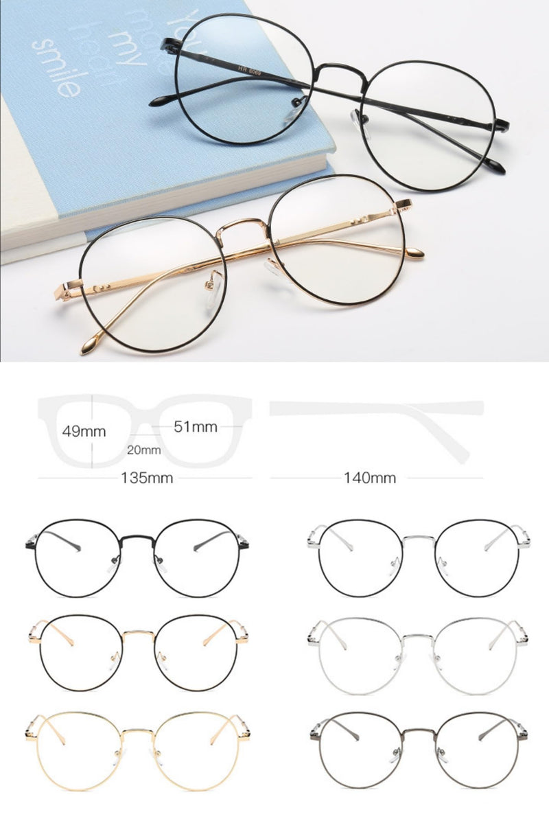 Unisex Blue Light Filter Glasses Computer Glasses Retro Sixties Style Round Metal Eyeglasses Women Men Clean Lens Gold - NewNest Australia
