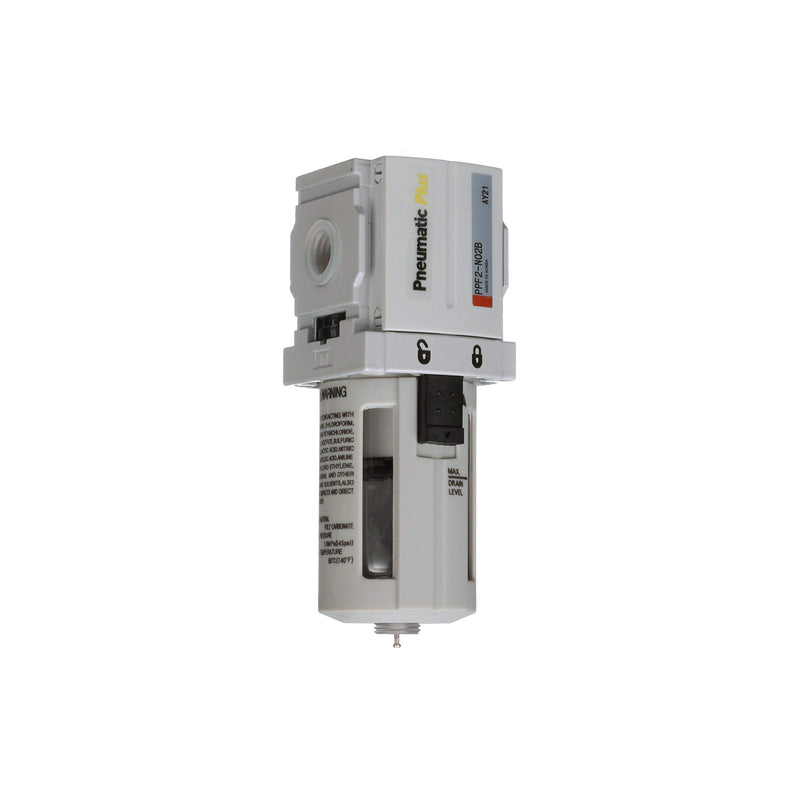 PneumaticPlus PPF2-N02B Miniature Compressed Air Particulate Filter 1/4" NPT - 5 Micron, Poly Bowl, Manual Drain, Bracket - NewNest Australia