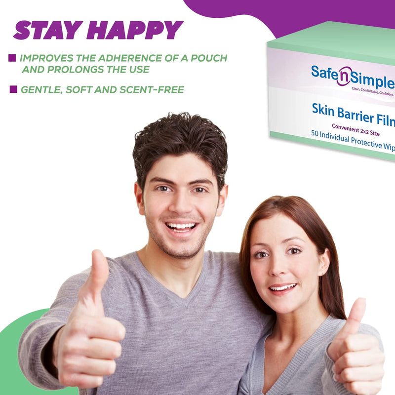 Safe n' Simple Simpurity Skin Barrier Wipes, Quick Drying No Sting Skin Prep Wipes, Large Size Skin Prep Protective Wipes, 2x2 Ostomy Wipes - NewNest Australia