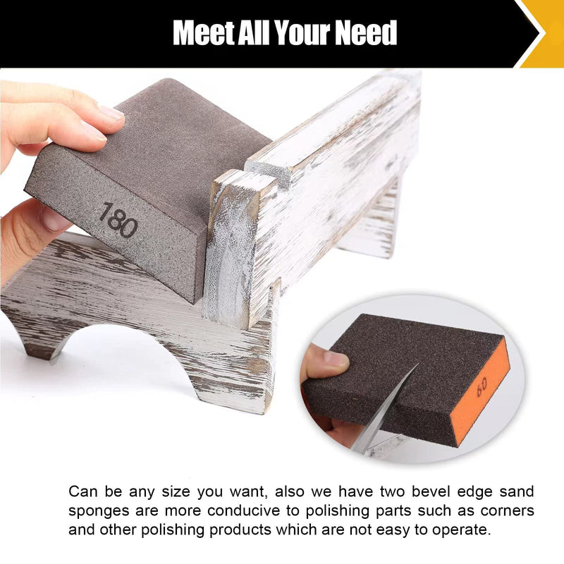 BOSHCRAFT 10 Pack Sanding Sponge, Washable and Reusable Sanding Block for Wood Drywall Metal Glasses Coarse/Medium/Fine/Superfine in 60/80/120/220 Grit Sandpaper Block Sand Paper Brick (3.9'' × 2.8'') - NewNest Australia
