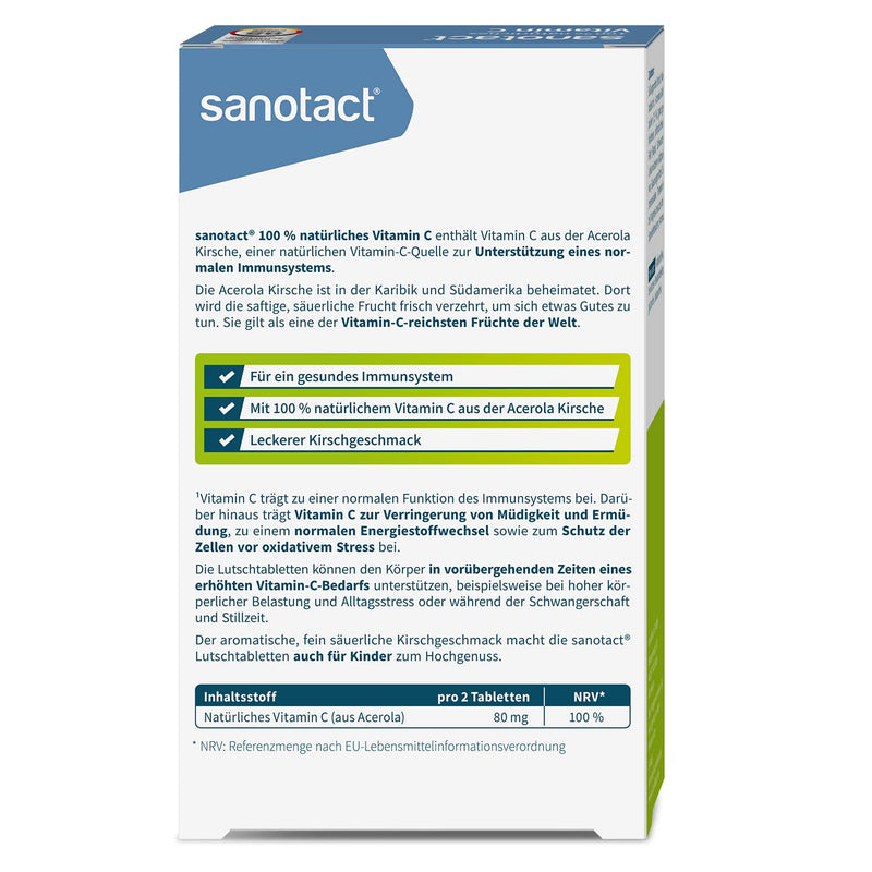 sanotact Vitamin C lozenges • 30 acerola lozenges vegan • 100% natural vitamin C for children • High-dose vitamin C from the acerola cherry 30 tablets 30 pieces (pack of 1) - NewNest Australia