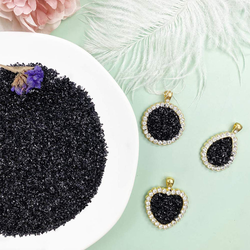 Jmassyang Crushed Glass Irregular Metallic Chips 100g Sprinkles Chunky Glitter for Nail Arts Craft Resin DIY Mobile Phone Case Vase Fillers Jewelry Making Home Decoration (Black, 0.5-2mm) Black - NewNest Australia