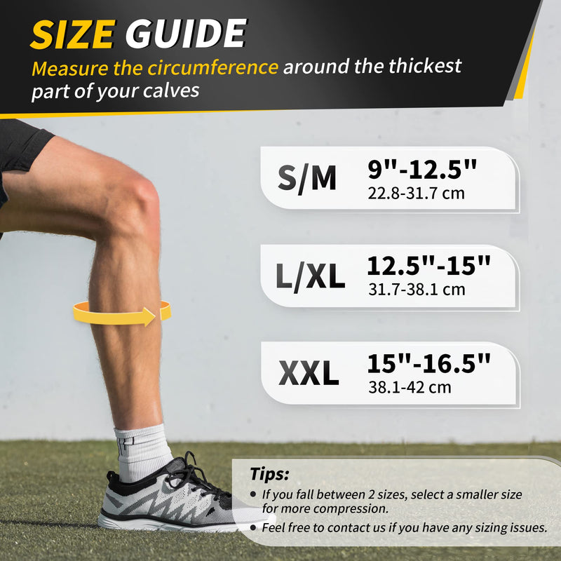 CAMBIVO Calf Compression Sleeve Men and Women, Footless Compression Socks for Calf Support, Shin Splints Support, Running, Sports, Flight, Hiking, Marathon(PAIR) L-XL Black (2 Pack) - NewNest Australia