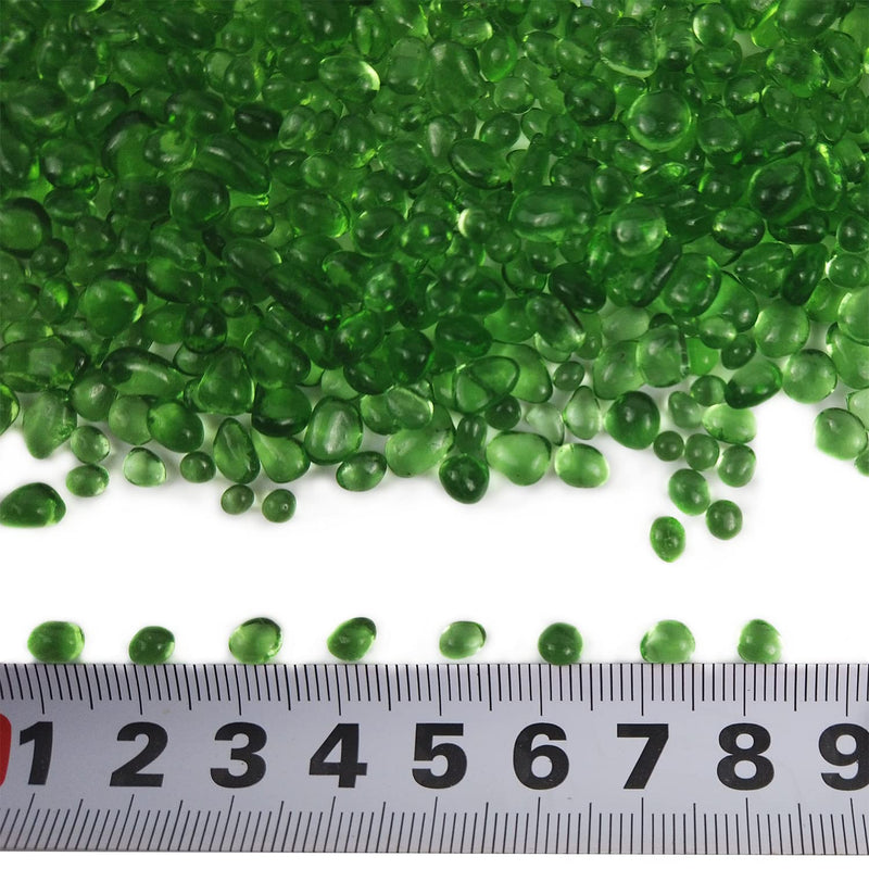 Lustering Decorative Round Flat Glass Beads,Glass Marbles,Glass Pebbles,Vase Filler Beads for Fire Pit Crafts Aquarium Garden Decoration,3-6mm,1-Pound Jar (Light Green) Light Green - NewNest Australia