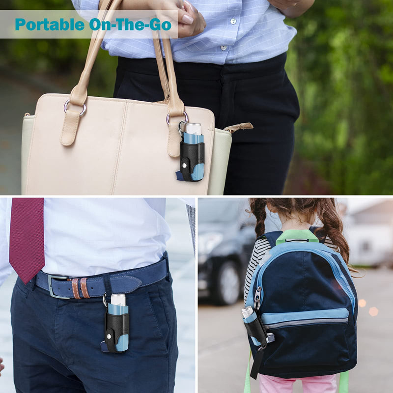 MEDMAX Asthma Inhaler Holder PU Leather Protective Travel Handy Mini Holster, Lightweight Carrying Case with Carabiner Clip, Inhaler Not Included (Case Only) (Black) Black - NewNest Australia