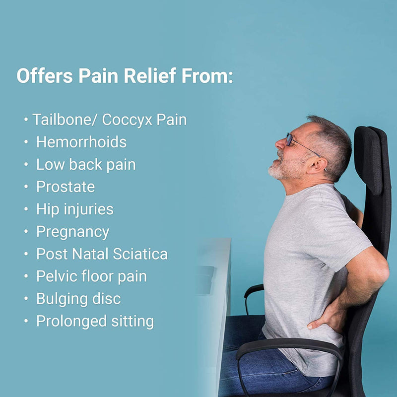 Donut Pillow Seat Cushion Orthopedic Design| Tailbone & Coccyx Memory Foam Pillow | Pain Relief for Hemorrhoid, Pregnancy Post Natal, Surgery, Sciatica and Relieves Tailbone Pressure by Pillow Palace. - NewNest Australia